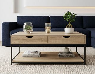 Burnaby wood and metal Coffee Table with Drawers
