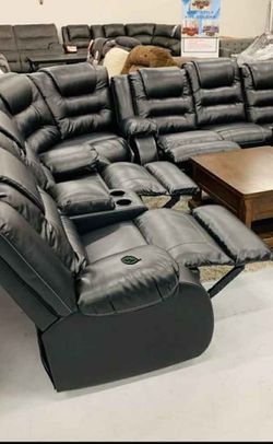 Brand New Ashley Black Leather Sectional