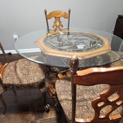 Glass Top Dining Table with 4 Chairs