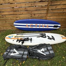 (2) ACTIVA Inflatable Stand Up Paddleboards With Accessories 