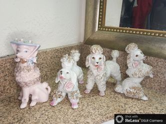 Vintage 1950's Japanese porcelain poodles