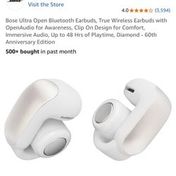 Bose Ultra Open Bluetooth Earbuds, True Wireless Earbuds with OpenAudio for Awareness, Clip On Design for Comfort, Immersive Audio, Up to 48 Hrs of Pl