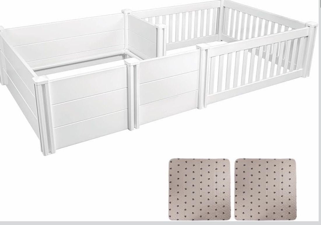 assembled new Large 2 Room Whelping Box 19 in. High Safety Rail Perfect for Large Breed Dogs 9