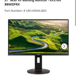 27” Gaming Monitor Acer XF270H 