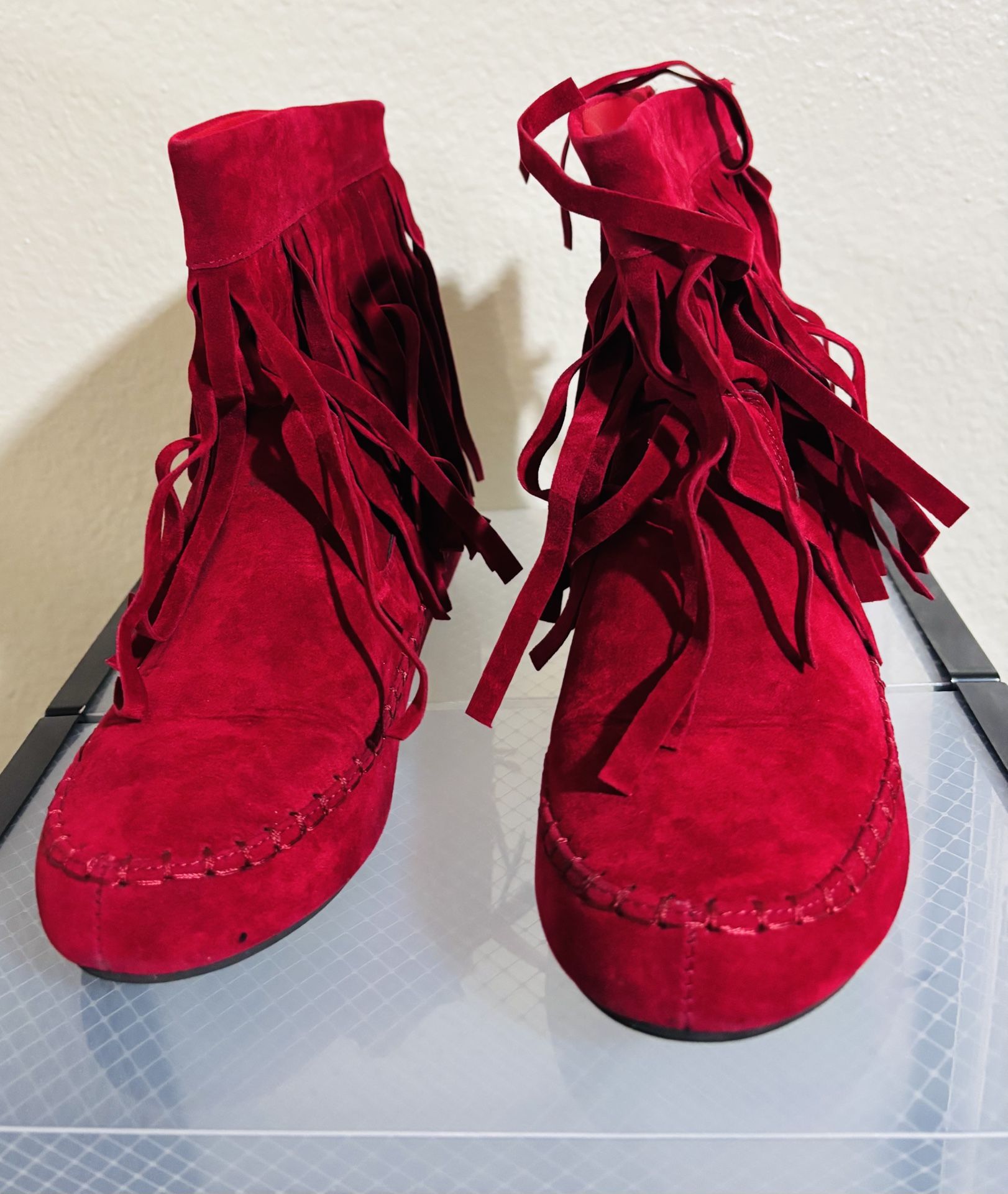 Red Fringe Boots