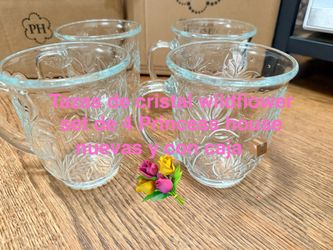 Tazas de cristal de 14 onzas set de 4 👉 princess house todo nuevo y con caja 📦