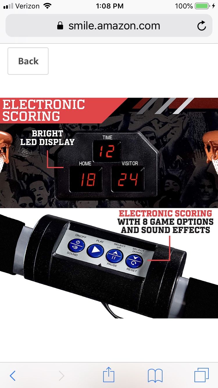 ESPN EZ Fold Indoor Basketball Game for 2 Players with LED Scoring and Arcade Sounds