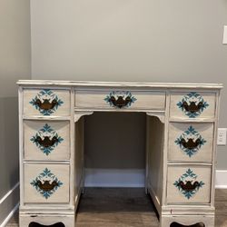 Hand Painted Distressed Desk Or Vanity