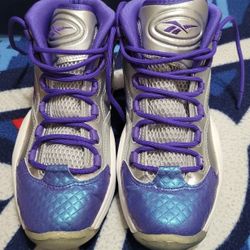 Pre-owned Women's Reebok Question Silver/Purple/White, Women's 7.5 (NO Original Box)