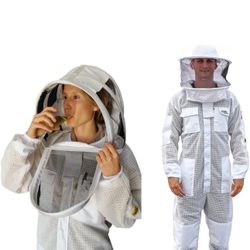 Oz Amour Beekeeping Suit Ventilated, Fencing & Round Brim Hat (size  Large)