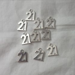 Silver '21' Number Charms – Lot of 10