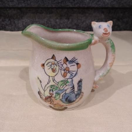 Vintage Cat Handle Creamer Pitcher Japan