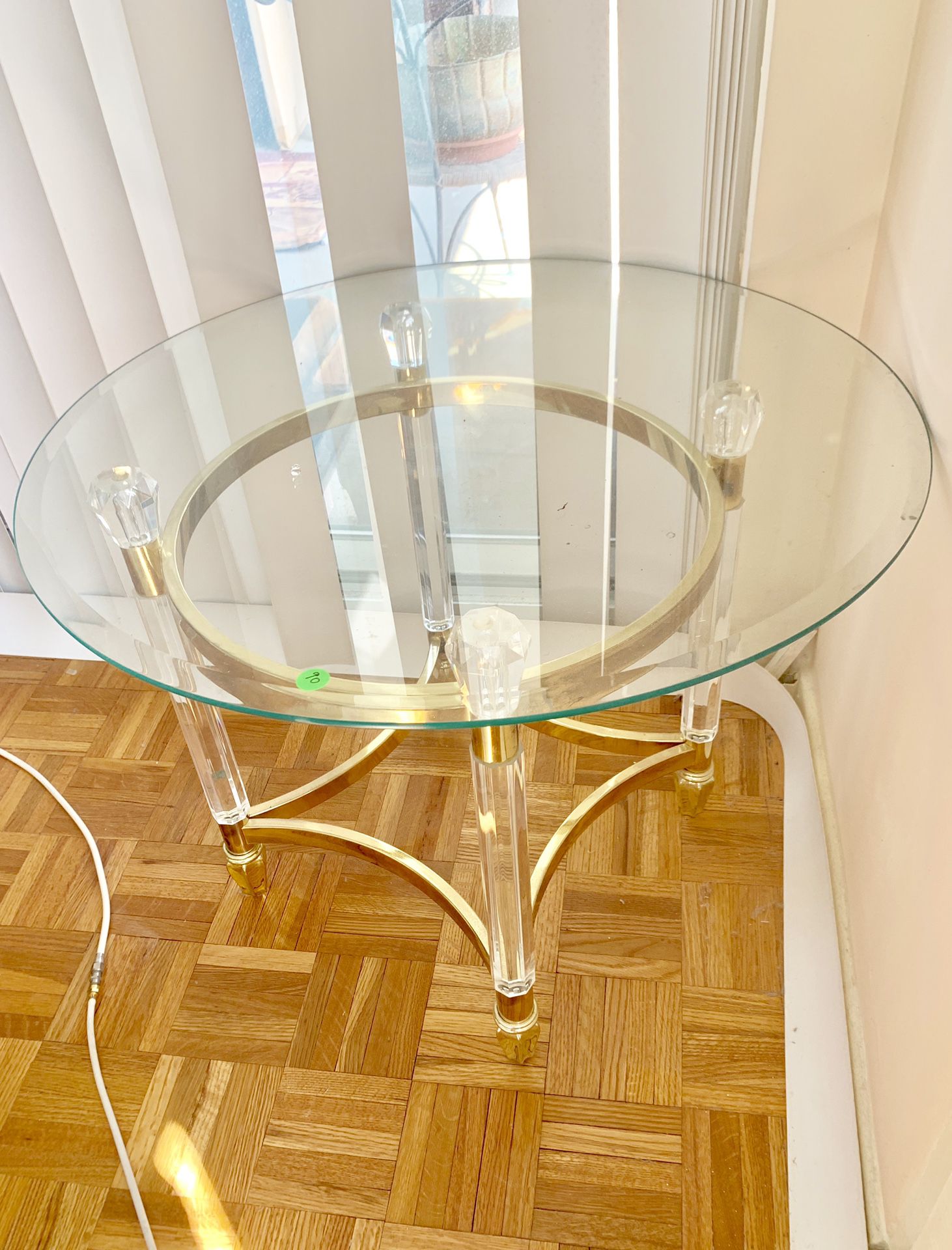 AWESOME GLASS COFFEE TABLE WITH GOLD BASE!!!!