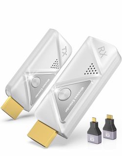 Wireless HDMI Trans and Receiver, Plug&Play Wireless Extender Supports 328FT/100M, 4K Decode 1080P Output, Dual-Band 2.4G/5G, for Streaming Audio/Vide