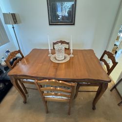 Vintage Dining Table And 4 Chairs 2 Leaves 
