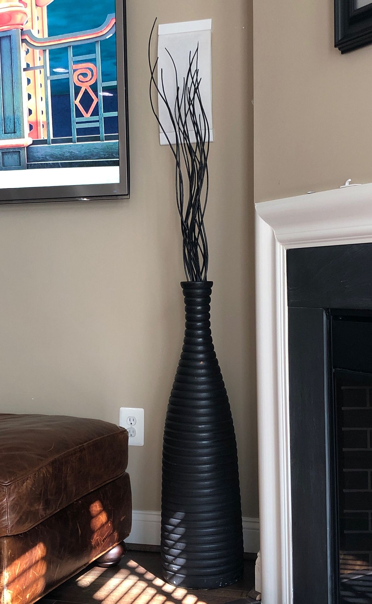 Large tall vase with wooden twigs