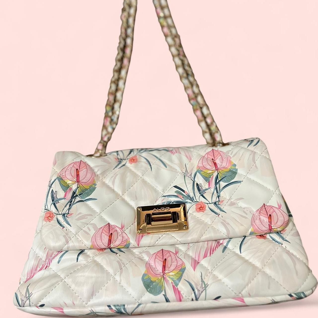 Women’s Handbag ALDO Gold Lock & Key Floral Crossbody Purse