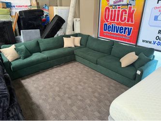 Forest green large sectional