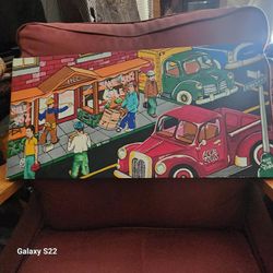Men at Work original canvas painting