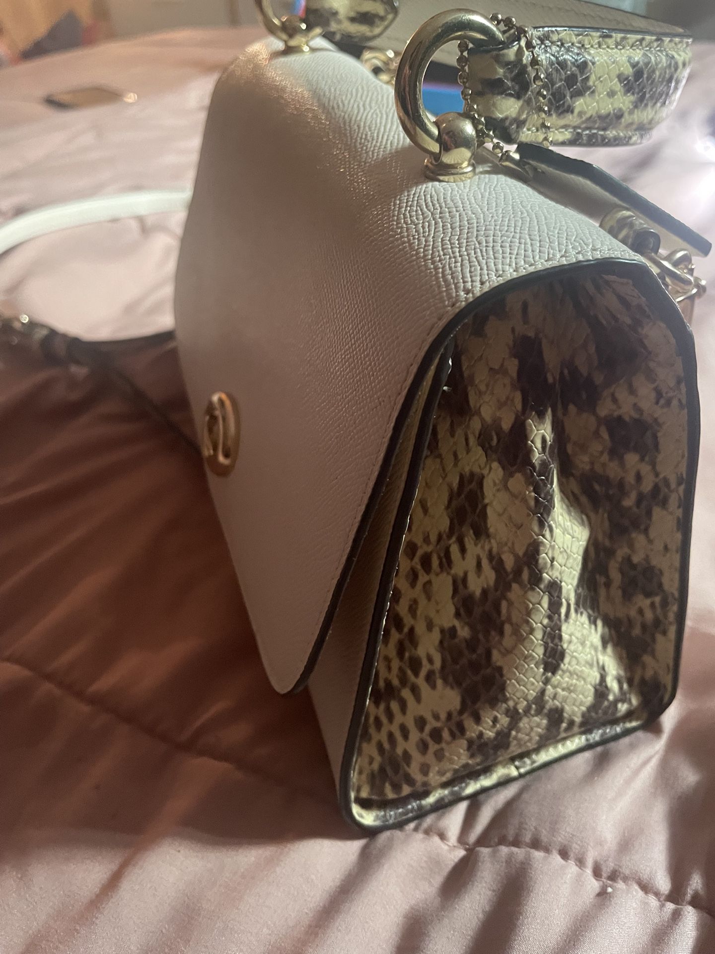 White Snake Crossbody Coach Purse