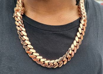 Miami Cuban Link Rose Gold Miami Cuban Link Chain Rose Gold Plated Heavy Classic Lock