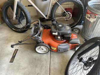Husqvarna Gas Lawn Mower – Self-Propelled – $175 Price: $175 Description: Husqvarna orange gas lawn mower for sale. Self-propelled (drive lever on the