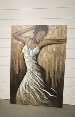 Large Canvas Painting Of Woman Dancing 36” X 24”