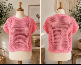 Pink Dokotoo knitted see through oversized sweater