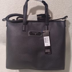 Tahari satchel Saffiano black tote handbag