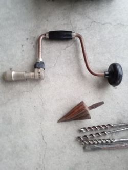 Vintage Hand Brace Drill with Bits