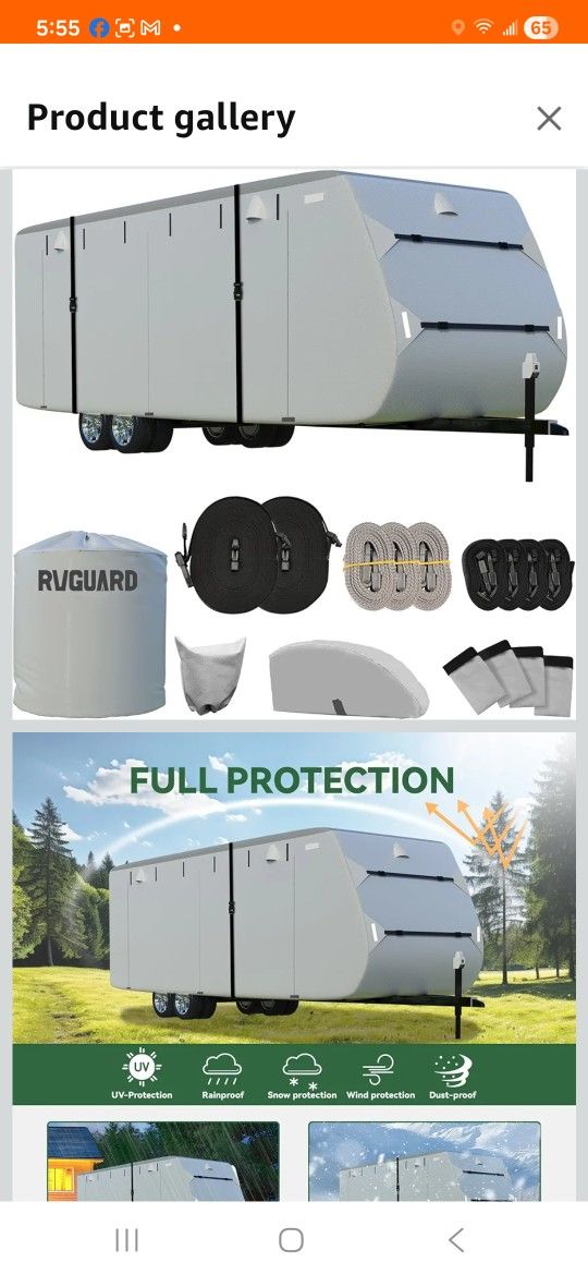 RVGUARD RV Cover, Travel Trailer Cover fits for 27' - 30' RV, 6 Layers Anti-UV Waterproof Camper Cover, with Tongue Jack Cover and Storage Bag, Grey
