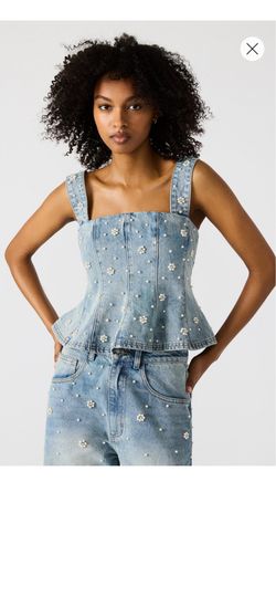 New w/ Tag Steve Madden Denim Fiorelle Top Size 2