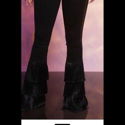 New Fringe Flare Black Jeans Sz 11