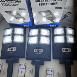 Lot Of 3 Solar Induction Street Lamps LED Lights with Remote Control