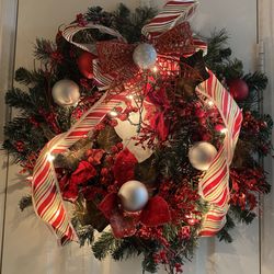 27” Christmas Wreath With Lights 