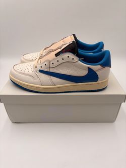 Travis Scott blue fragment Jordan 1 low