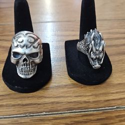 Silver BIKER Rings SKULL, DRAGON