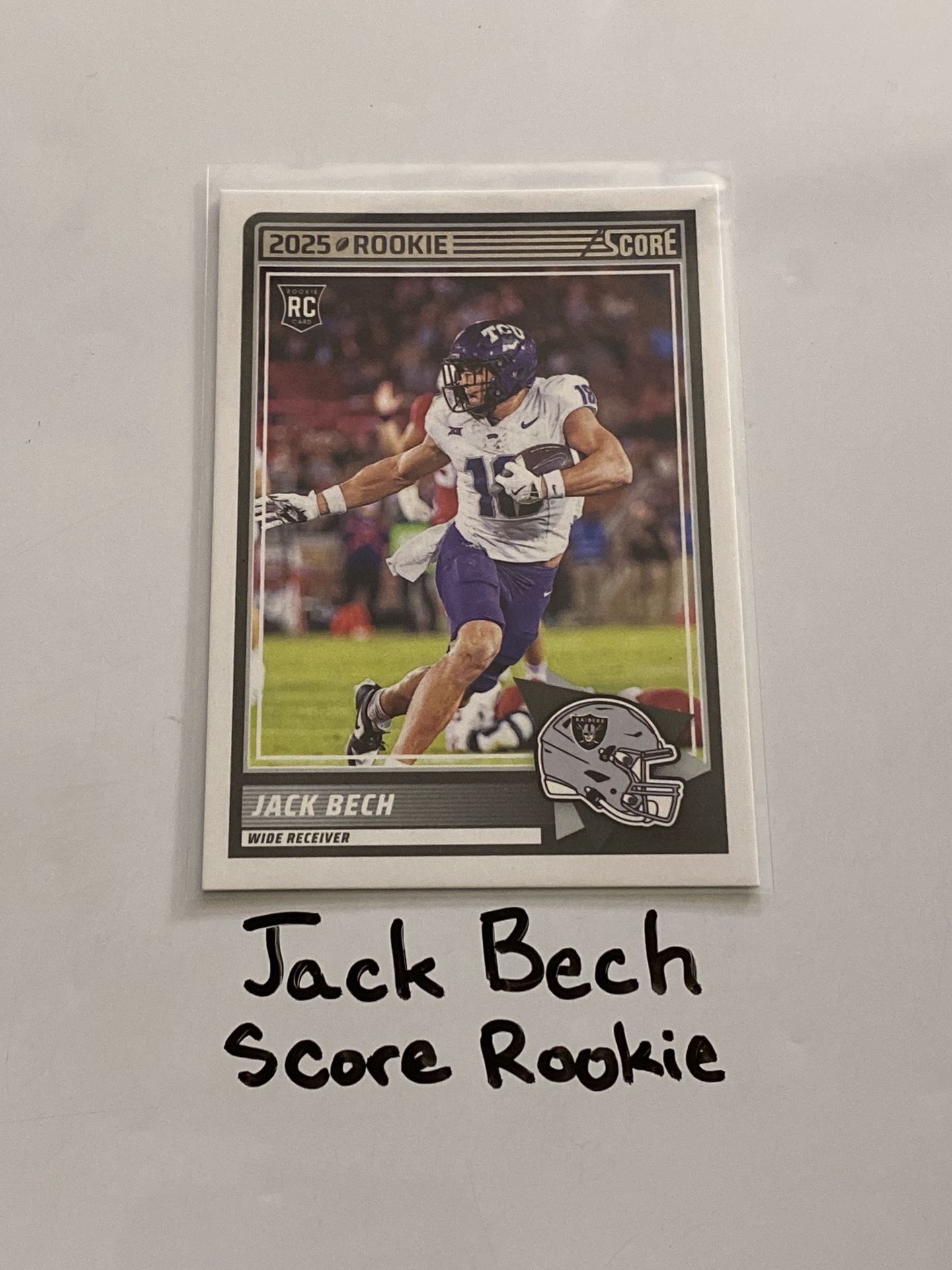 Jack Bech Las Vegas Raiders WR Score Rookie Card.