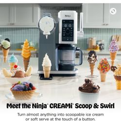 Ninja CREAMi Scoop & Swirl Ice Cream Maker, Soft Serve, CreamiFIT, Gelato, Frozen Custard, 13 Programs, (2) 16 Oz Pint Containers & Lids, NC701 Silver