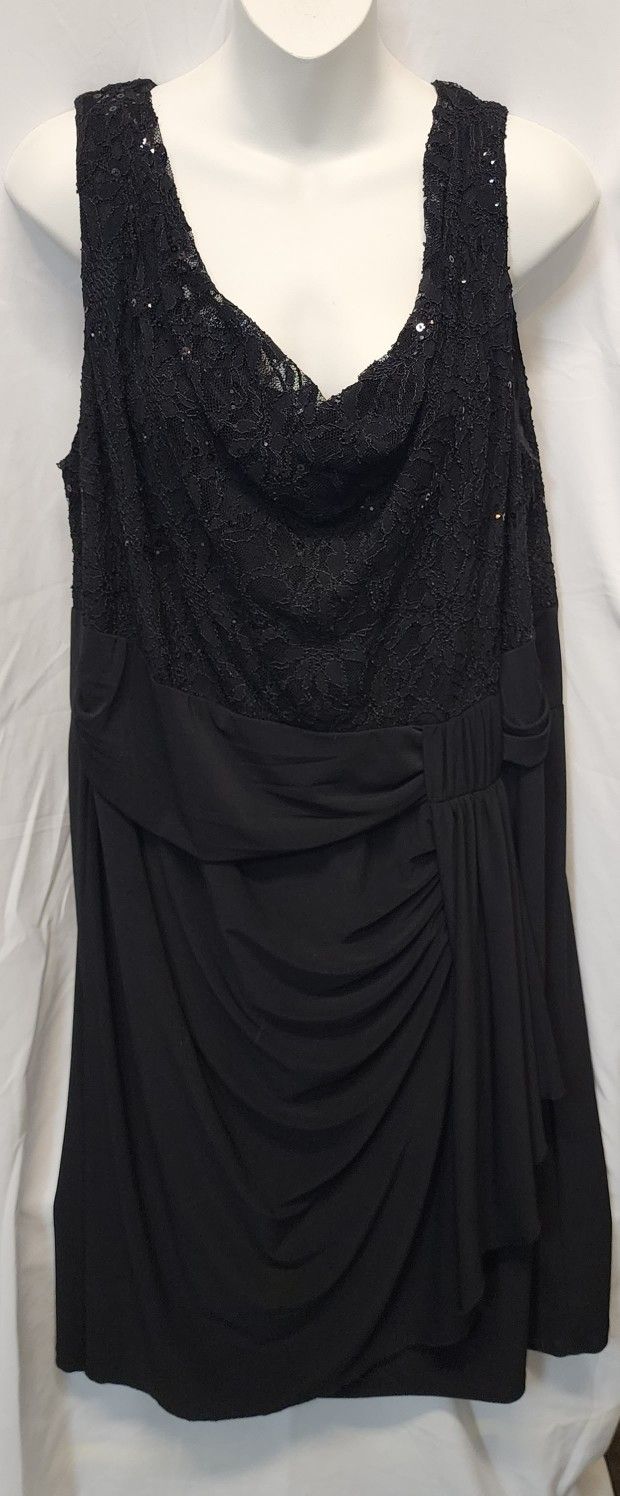 Black Plus Sized Sequined Party Cocktail Dress