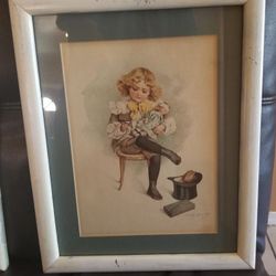 Art print~THE MATERNAL CARES~Maud Humphrey Victorian little girl dolls vtg 9x12 set of 3