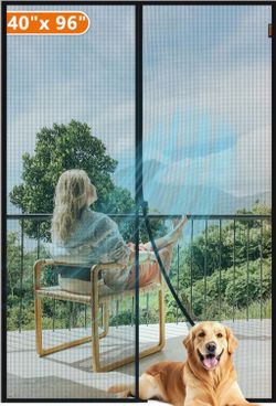 MAGZO Magnetic Screen Door Fiys Door SIze 40x 96 inches Mesh gray/ black