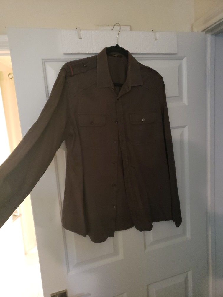 Gucci Brown Military Shirt