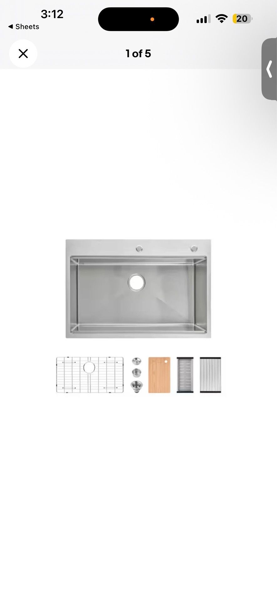 BEARSOLIM 17.4 in. x 31 in. Drop-In Single Bowl Brushed Nickel Stainless Steel K