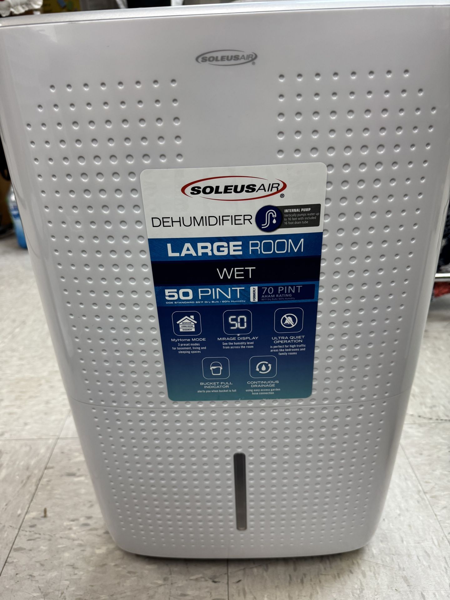 SoleusAir Dehumidifier Large Room 50 Pint
