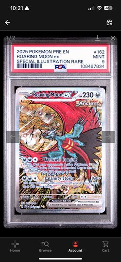 Pokemon Roaring Moon SIR card Graded Psa 9