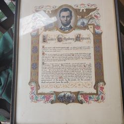 Super Nice Gettysburg Address Embossed Gold Lithograph 