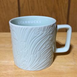 Starbucks Spring Mint Green Ceramic Coffee Mug Cup Embossed Abstract 2022 14oz