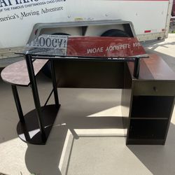 Wooden Desk With Glass Top