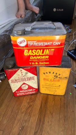 Old gas can and paint stripper can